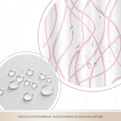 Pink Striped Shower Curtain Abstract Pink White Bathroom Curtain Set
