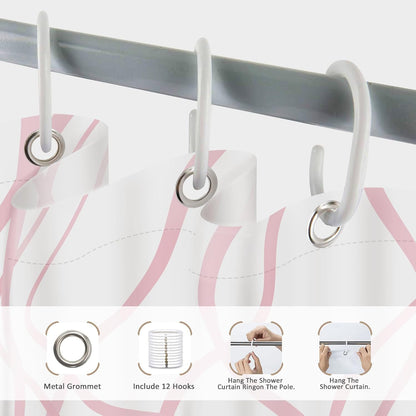 Pink Striped Shower Curtain Abstract Pink White Bathroom Curtain Set