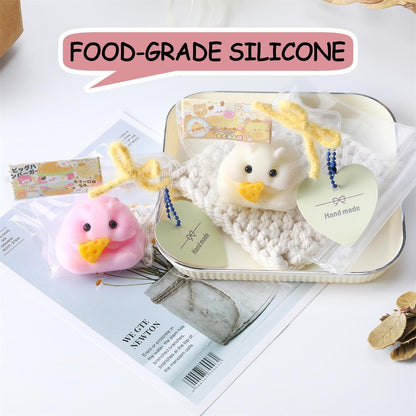 2PCS Handmade Taba Hamster Squishy Squeeze Toys - Ultra Soft Silicone Animal Squishies for Kids & Adults, Reusable Non-Violent Squishy Toys for Stress Relief & Relaxation （White&Pink）