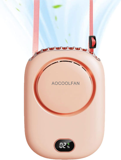 Portable Neck Fan, Mini Small Personal Handheld Fan USB Rechargeable 3 Speed for Girls Boys Woman Eyelash Travel Home Office Outdoor (Pink)