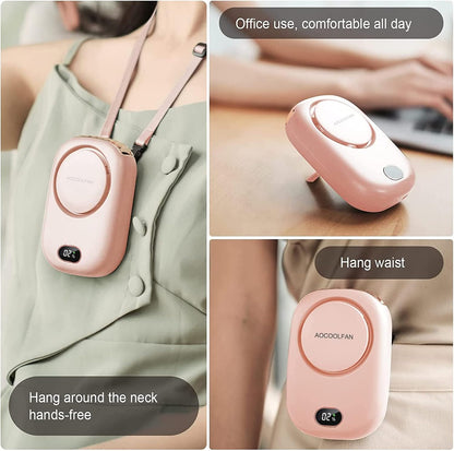 Portable Neck Fan, Mini Small Personal Handheld Fan USB Rechargeable 3 Speed for Girls Boys Woman Eyelash Travel Home Office Outdoor (Pink)