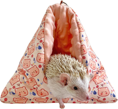 Handmade Cuddle Sack Sleeping Bag Pouch for Hedgehog Hamster Rat Sugar Glider Small Animal Hanging Cage Cave Bed (Pink)