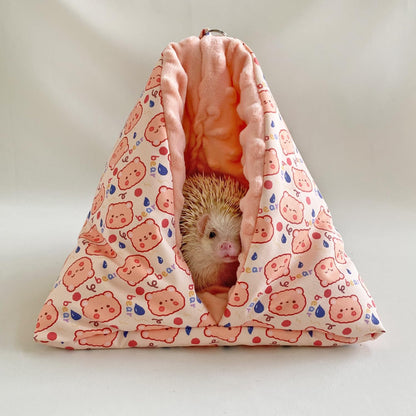 Handmade Cuddle Sack Sleeping Bag Pouch for Hedgehog Hamster Rat Sugar Glider Small Animal Hanging Cage Cave Bed (Pink)