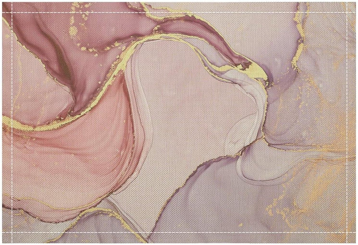 Marble Placemats Set of 6,Modern Abstract Pink Gold Marble Texture Pattern Placemats Table Mat for Home Dining Table Kitchen Party Decor 12x18in 6PCS