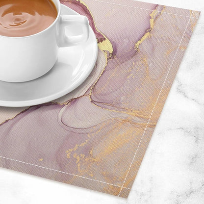 Marble Placemats Set of 6,Modern Abstract Pink Gold Marble Texture Pattern Placemats Table Mat for Home Dining Table Kitchen Party Decor 12x18in 6PCS