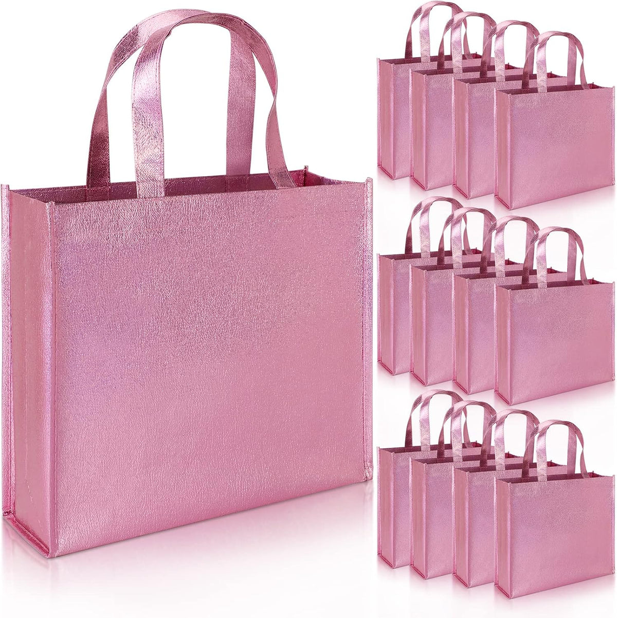 12 Pink Big Gift Bags with Handles for Birthday Bachelorette Bridal Shower