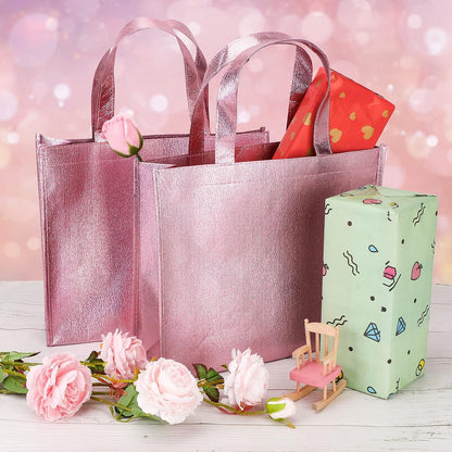 12 Pink Big Gift Bags with Handles for Birthday Bachelorette Bridal Shower
