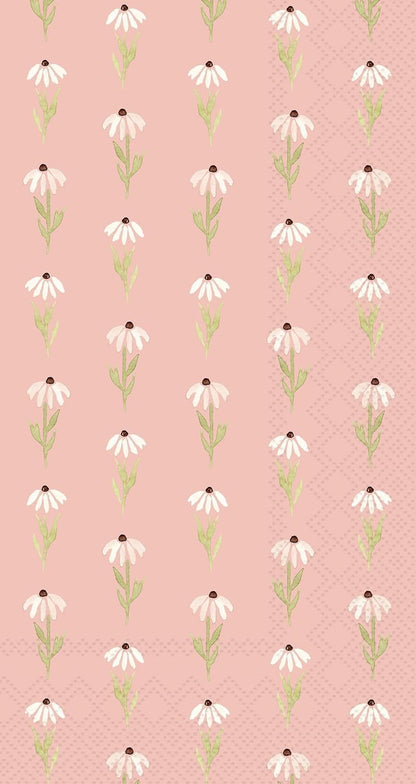IHR Ideal Home Range Dinner Napkins Disposable 3-Ply Paper Guest Hand Towels, 8.25" x 4.5", Pink Daisy, 16-Count