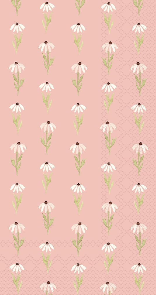 IHR Ideal Home Range Dinner Napkins Disposable 3-Ply Paper Guest Hand Towels, 8.25" x 4.5", Pink Daisy, 16-Count