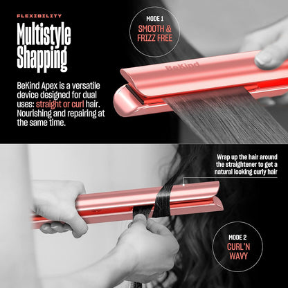 Apex 2-in-1 Flat Iron Hair Straightener and Curler, 1-Inch, Peach