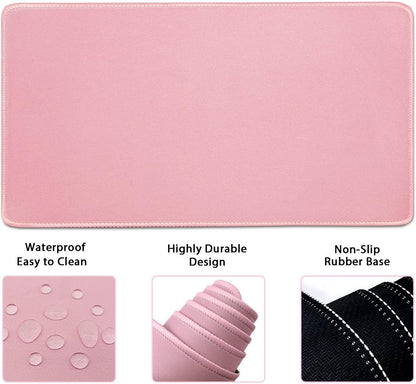 Keyboard Wrist Rest Large Mouse Pad Wrist Support for Computer, 4 in 1 Memory Foam Keyboard Pad Desk Mat Ergonomic Hand Rest Wrist Cushion for Home Office Gaming-Pink