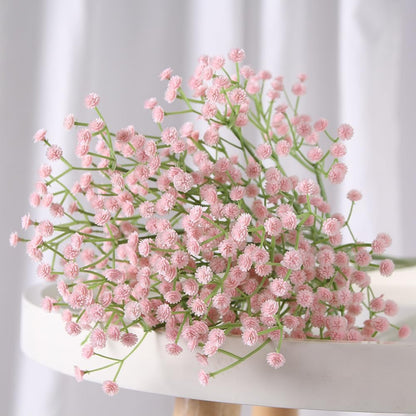 Pink Babys Breath Artificial Flowers 12Pcs Real Touch Faux Gypsophila Wedding Party Home Decor