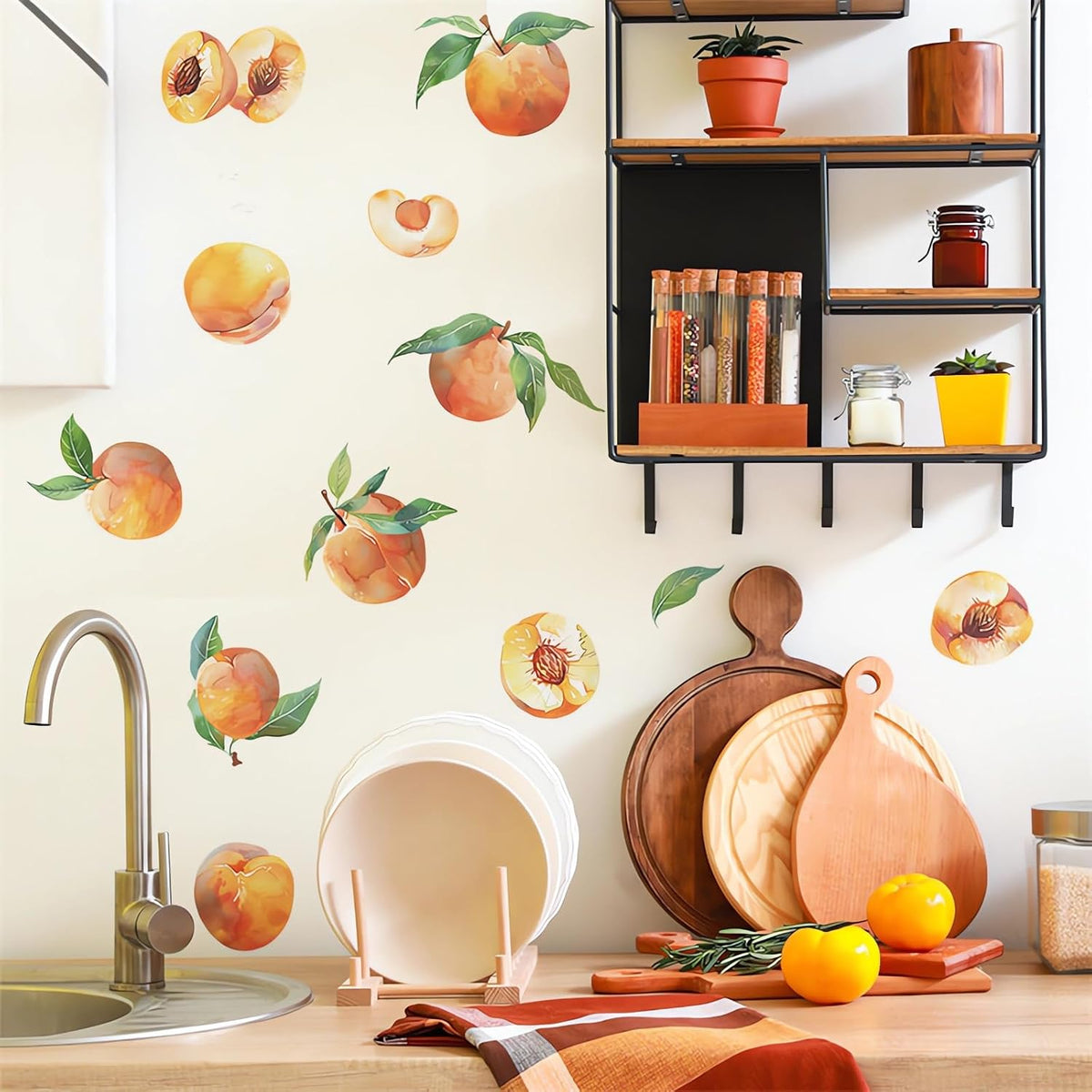11 Pcs Peaches Wall Stickers DIY Peach Fruit Wall Art Decals