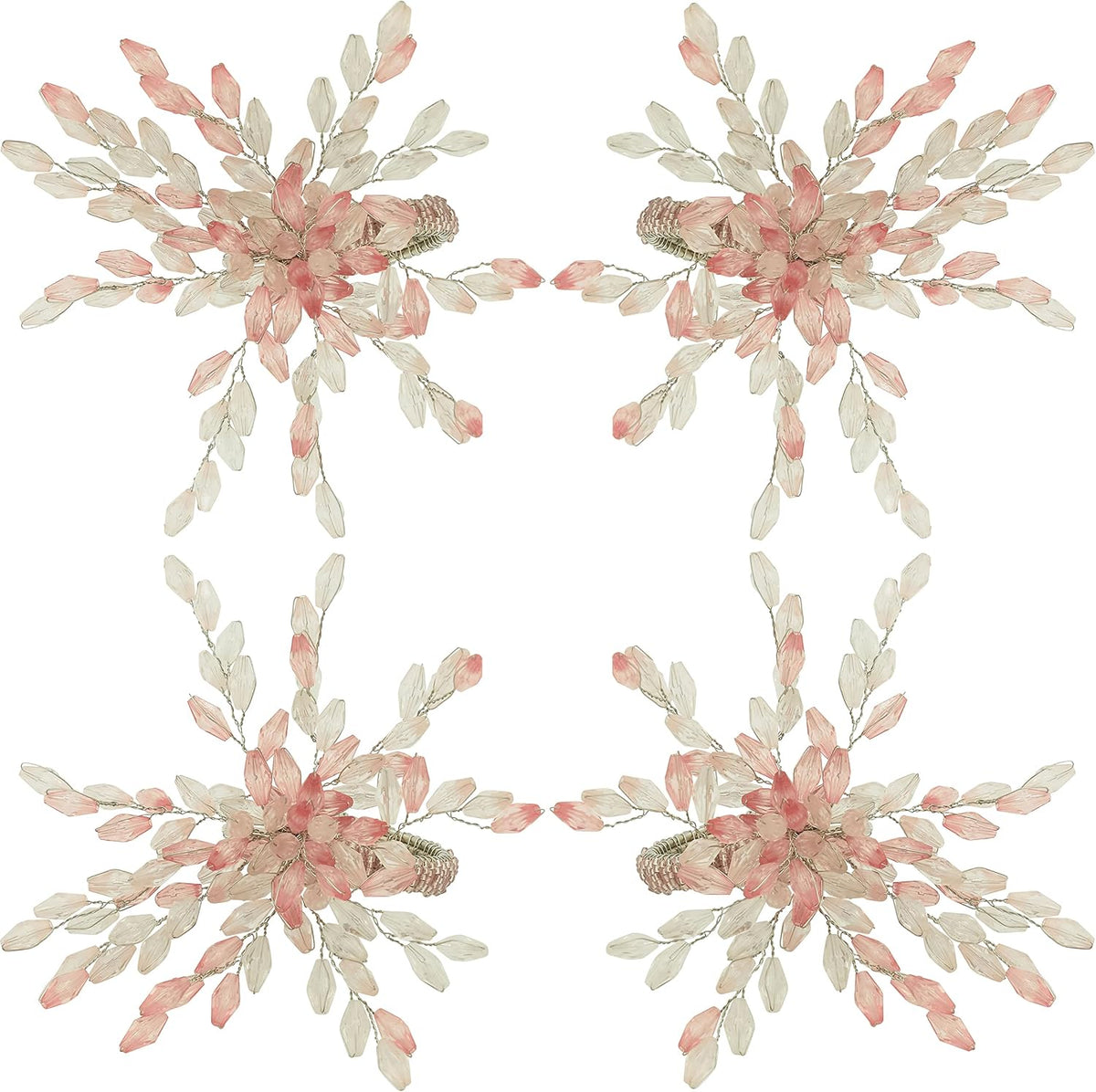 Beaded Flower Napkin Rings (Set of4)