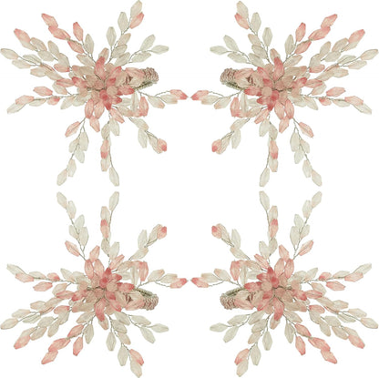 Beaded Flower Napkin Rings (Set of4)
