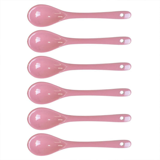 Pink 6 pcs Porcelain Egg Spoons Ceramic Spoons 4.7 inch Coffee Dessert Yogurt Tea Milky Tea