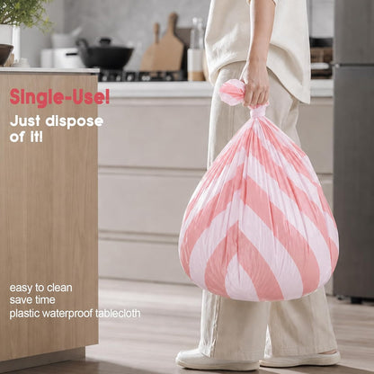 3 Packs Pink and White Striped Tablecloths 54 x 108 Inch