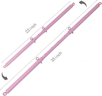 Heavy Duty Stainless Steel Expandable with 4pcs PU Black--Pink Skull Pattern Detachable Adjustable Straps,Workout Bar for Home Indoor Gym Training Kit