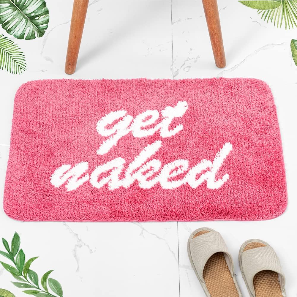 Pink Non-Slip Get Naked Bath Mat 20x31.5in