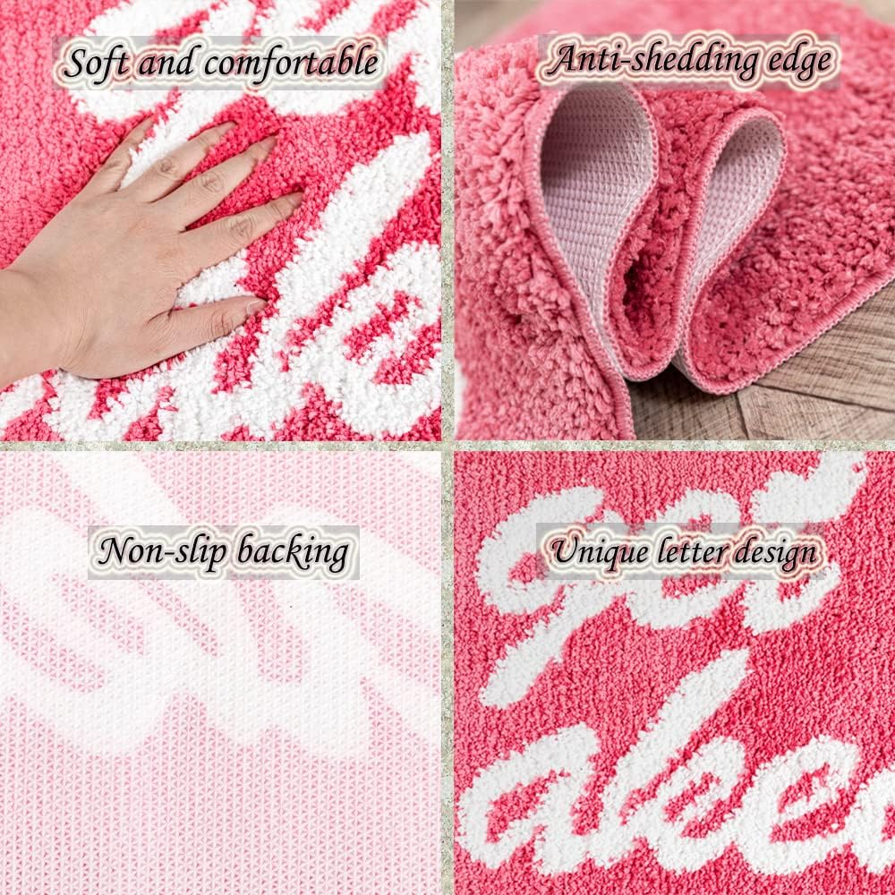 Pink Non-Slip Get Naked Bath Mat 20x31.5in