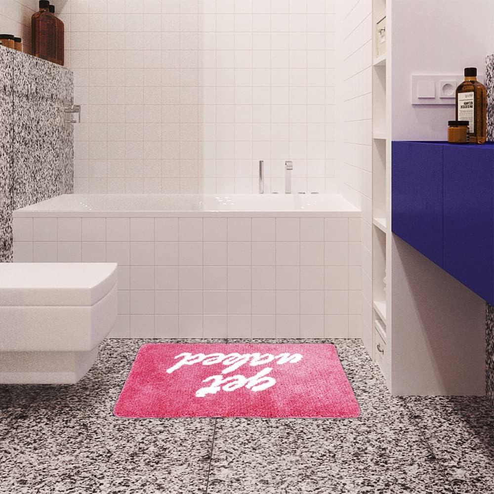 Pink Non-Slip Get Naked Bath Mat 20x31.5in