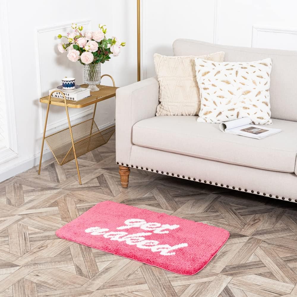 Pink Non-Slip Get Naked Bath Mat 20x31.5in