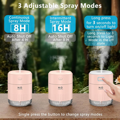 SZO Plant Humidifier Indoor, 500ml Soft Pink with Colorful Lights