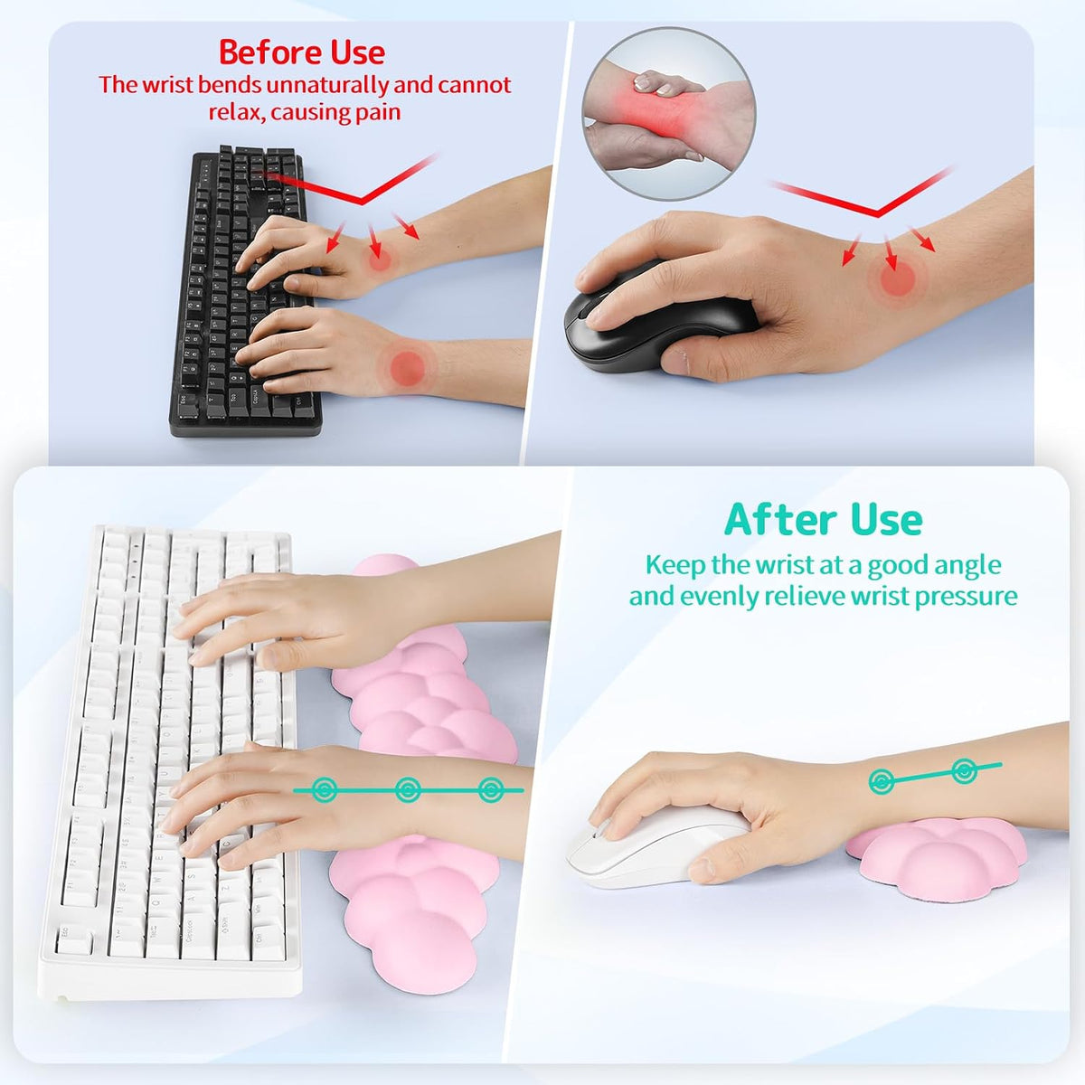 Cloud Wrist Rest for Keyboard and Mouse, Cloud Keyboard Wrist Rest