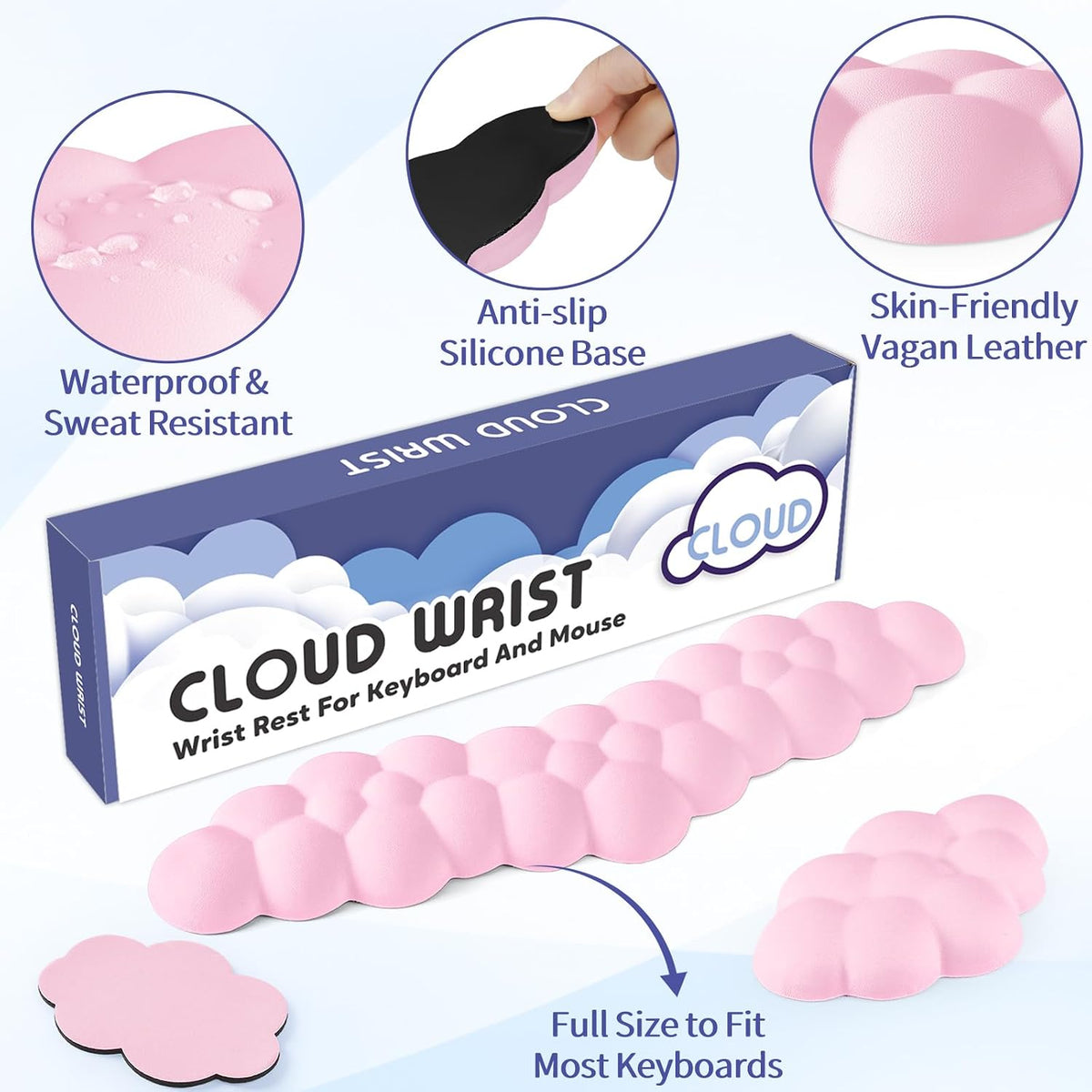 Cloud Wrist Rest for Keyboard and Mouse, Cloud Keyboard Wrist Rest