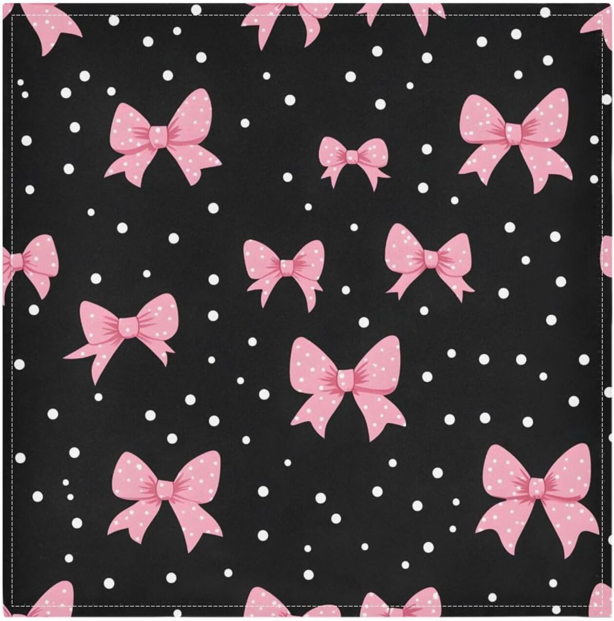 YETTASBIN Pink Bows Dot Cloth Napkins Set of 1, Reusable Washable Oversized Table Napkins for Family Wedding Dinner Party Home Decor, 20 Inch