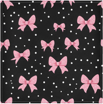 YETTASBIN Pink Bows Dot Cloth Napkins Set of 1, Reusable Washable Oversized Table Napkins for Family Wedding Dinner Party Home Decor, 20 Inch