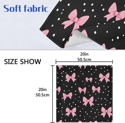 YETTASBIN Pink Bows Dot Cloth Napkins Set of 1, Reusable Washable Oversized Table Napkins for Family Wedding Dinner Party Home Decor, 20 Inch