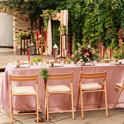 Ruisita Satin Party Tablecloth Table Cover 58 x 102 Inches Wedding Rectangle Bright Silk Tablecloth Table Cover Smooth Fabric Tablecloth Table Decor for Wedding Banquet Table Decoration, Rose Gold
