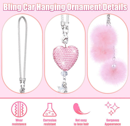 Bling Car Hanging Ornament, Bling Car Mirror Hanging Accessories for Women
