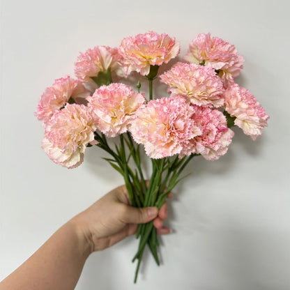 10 Stem Artificial Flowers Carnations Bouquets,11inch Real Touch Flowers with Stems,Silk Petals Fake Flowers Forever Plants for Wedding Flower Bouquet Centerpieces Bridal Shower Birthday (Pink)