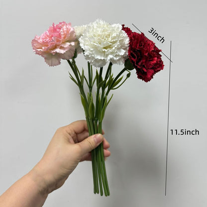 10 Stem Artificial Flowers Carnations Bouquets,11inch Real Touch Flowers with Stems,Silk Petals Fake Flowers Forever Plants for Wedding Flower Bouquet Centerpieces Bridal Shower Birthday (Pink)