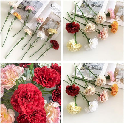 10 Stem Artificial Flowers Carnations Bouquets,11inch Real Touch Flowers with Stems,Silk Petals Fake Flowers Forever Plants for Wedding Flower Bouquet Centerpieces Bridal Shower Birthday (Pink)