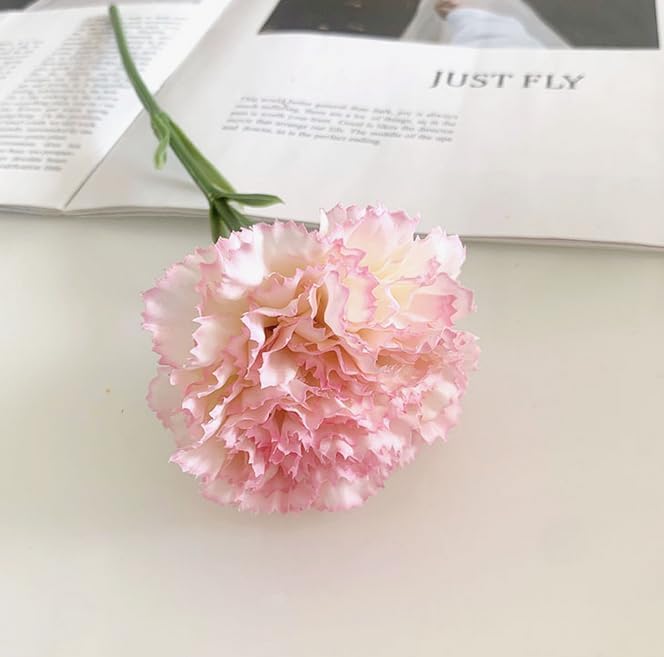 10 Stem Artificial Flowers Carnations Bouquets,11inch Real Touch Flowers with Stems,Silk Petals Fake Flowers Forever Plants for Wedding Flower Bouquet Centerpieces Bridal Shower Birthday (Pink)