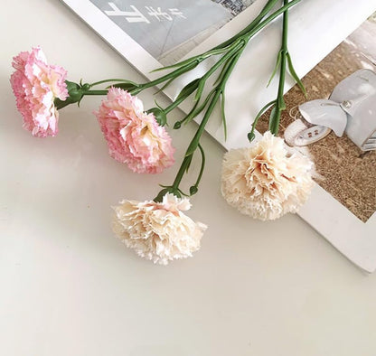10 Stem Artificial Flowers Carnations Bouquets,11inch Real Touch Flowers with Stems,Silk Petals Fake Flowers Forever Plants for Wedding Flower Bouquet Centerpieces Bridal Shower Birthday (Pink)