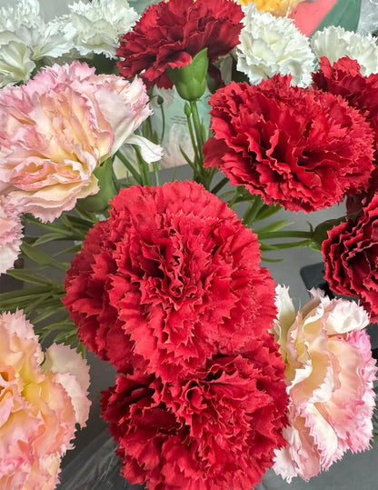 10 Stem Artificial Flowers Carnations Bouquets,11inch Real Touch Flowers with Stems,Silk Petals Fake Flowers Forever Plants for Wedding Flower Bouquet Centerpieces Bridal Shower Birthday (Pink)