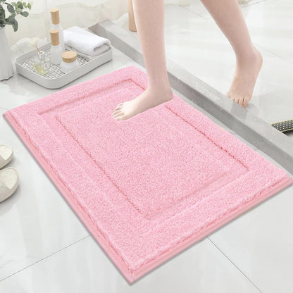 Soft Microfiber Bathroom Rugs Set of 2 Pieces, Pink