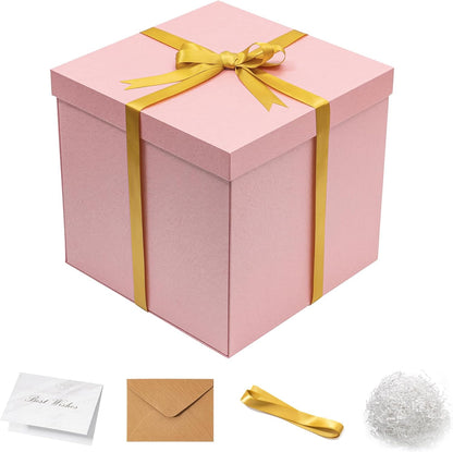 12x12x12 Inches Large Gift Box with Lid for Presents Pink 1 Pack