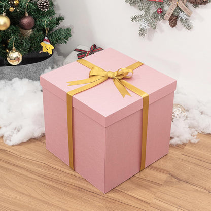 12x12x12 Inches Large Gift Box with Lid for Presents Pink 1 Pack
