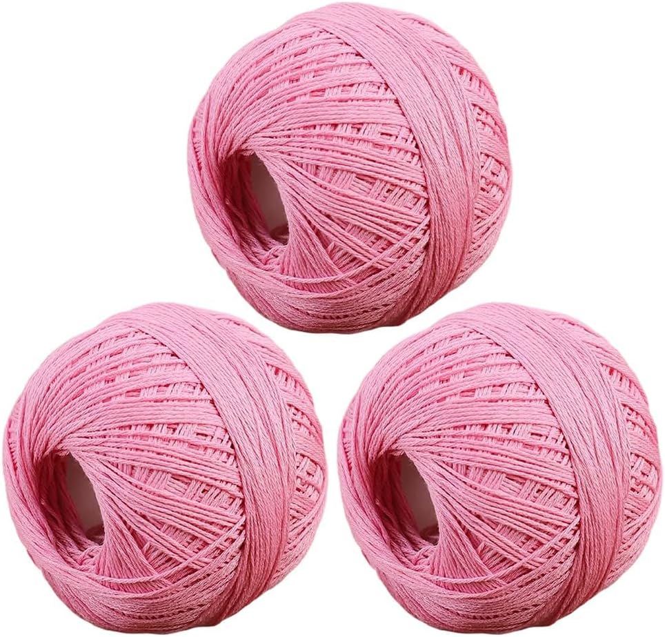 3 Rolls of Cotton Yarn - 50g/Roll, Cotton Linen Lace Thread for Knitting & Crocheting, Size 6 Knitting Thread Lace, Blending 60% Cotton and 40% Linen (#21 Bright Peach)
