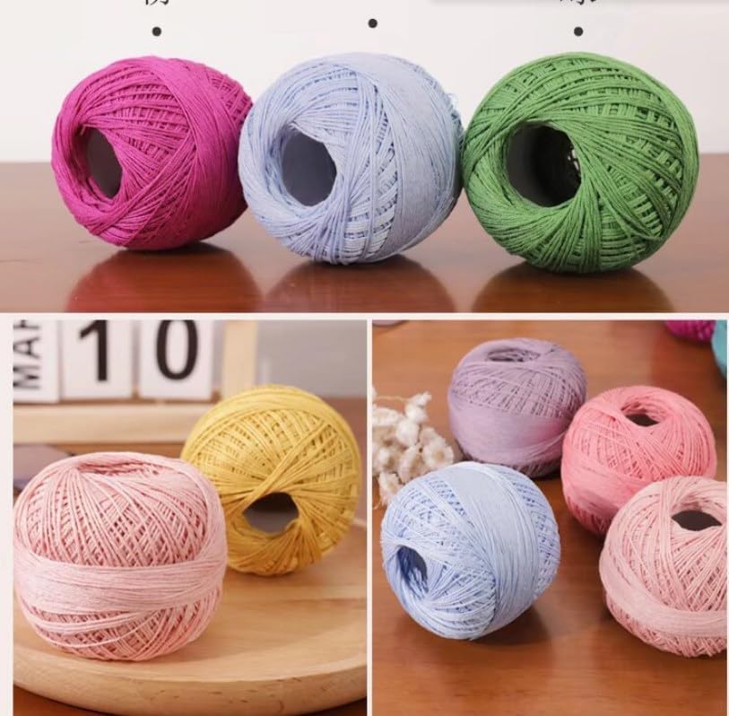 3 Rolls of Cotton Yarn - 50g/Roll, Cotton Linen Lace Thread for Knitting & Crocheting, Size 6 Knitting Thread Lace, Blending 60% Cotton and 40% Linen (#21 Bright Peach)