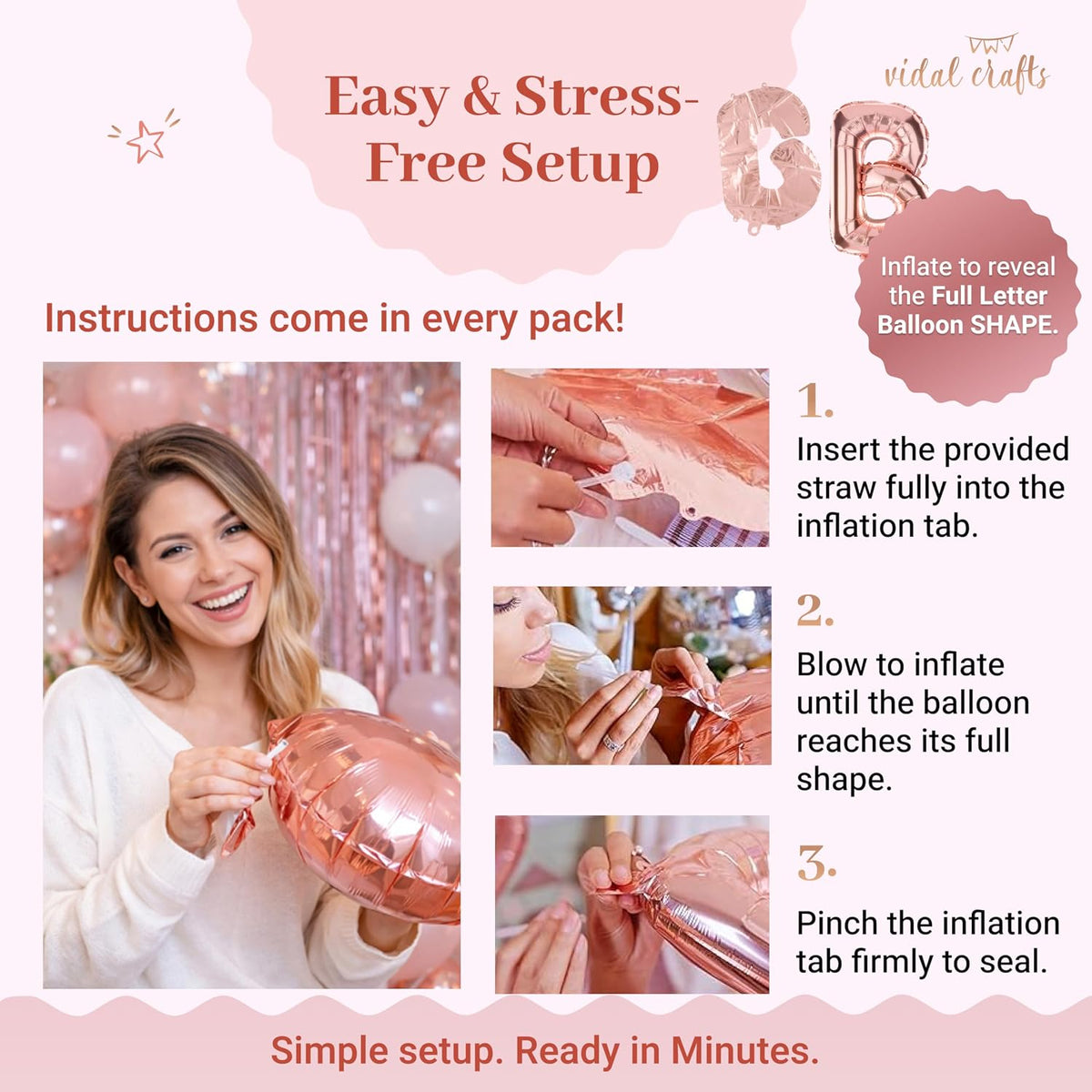 Rose Gold Bridal Shower Decorations, 62-Piece Pink Bachelorette Party Decorations with Bride to Be Banner, Confetti Balloons, Bride Sash, Veil, Fringe Curtain & Photo Props
