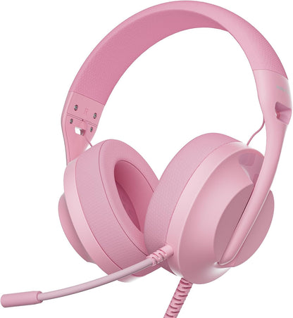 Wired Pink Gaming Headset for PS5, Xbox, Xbox Series X|S, PC, PS4