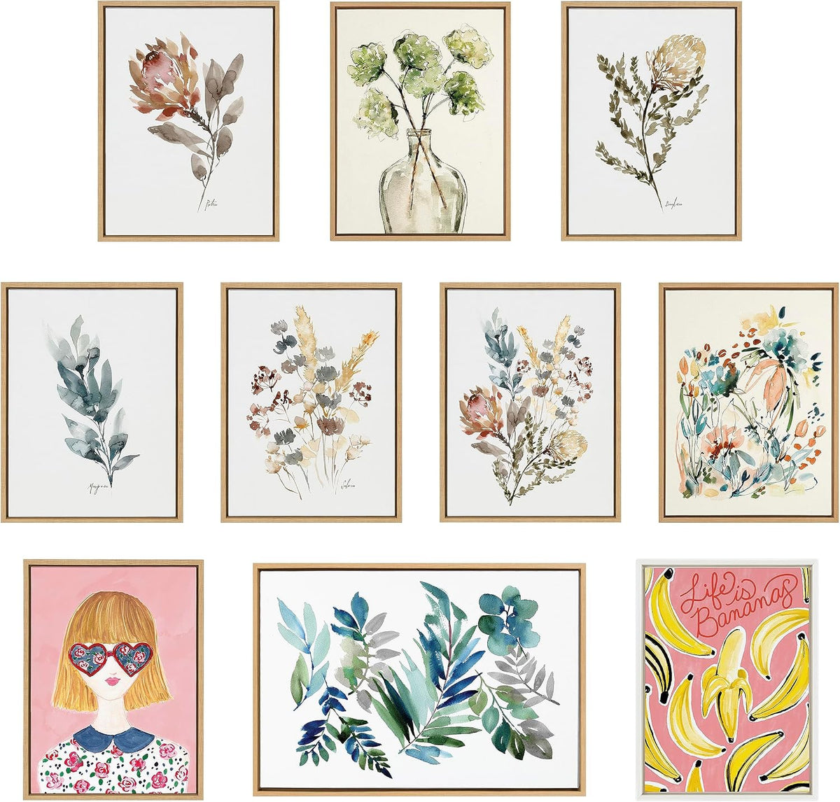 Sylvie Peach Roses and Floral Bouquet Muted Framed Canvas Wall Art Set by Sara Berrenson, 2 Piece 18x24 Natural, Soft Flower Bouquet Art for Wall