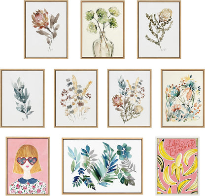 Sylvie Peach Roses and Floral Bouquet Muted Framed Canvas Wall Art Set by Sara Berrenson, 2 Piece 18x24 Natural, Soft Flower Bouquet Art for Wall