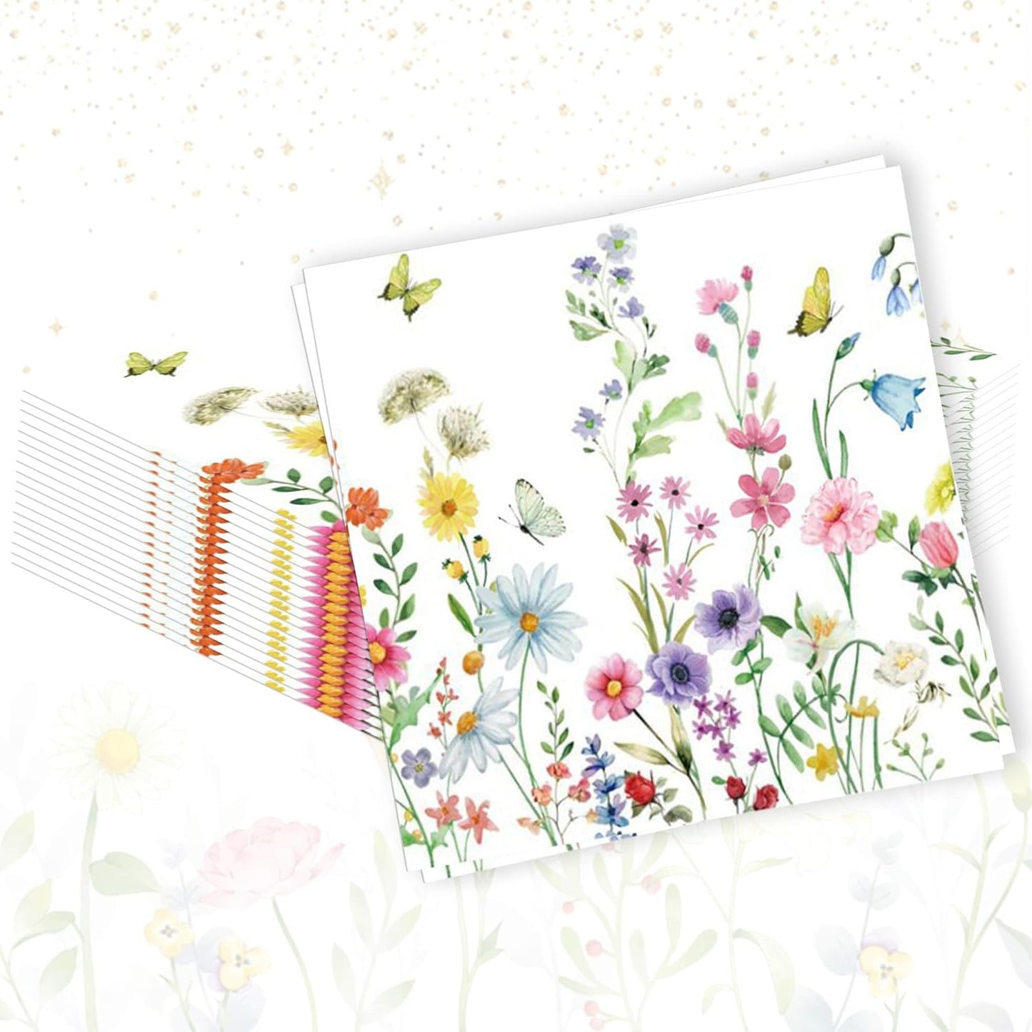 Flower Butterfly Napkins Tea Party Napkins Wildflower Party Decorations for Party Wedding Baby Shower Bridal Shower